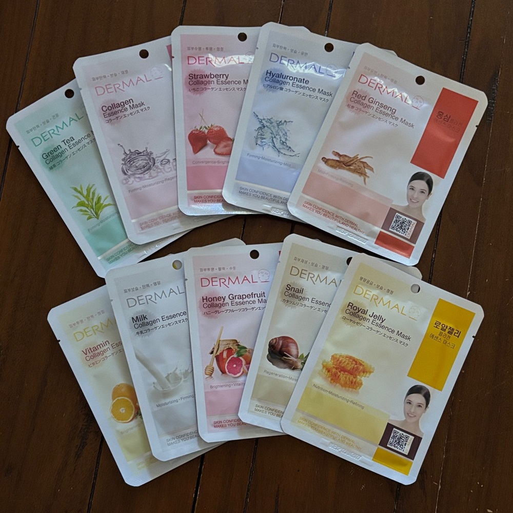 Dermal Set of 10 Collagen Essence Face Mask Bundle Korean NEW